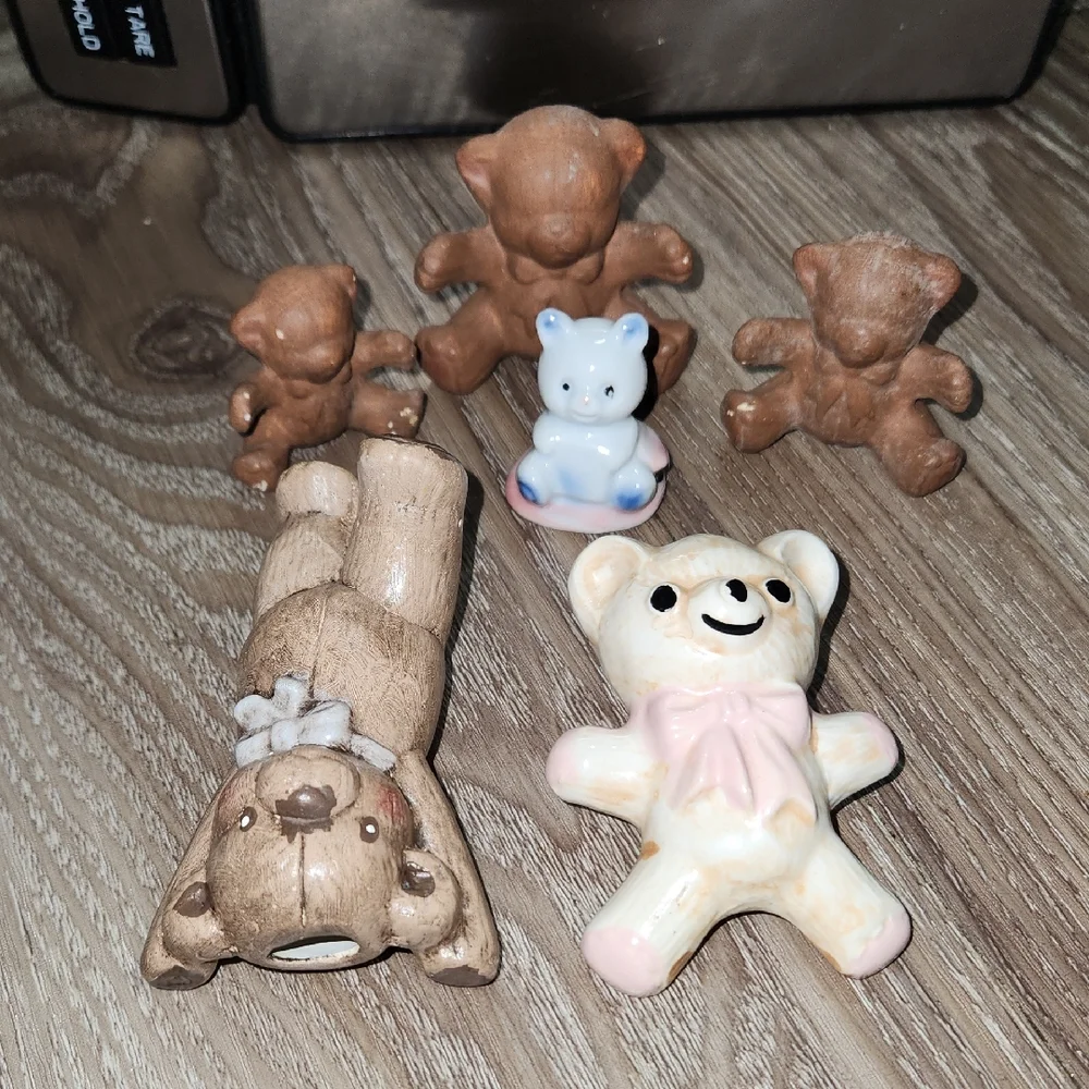 Vintage Glass Porcelain Ceramic Bear Figurines VTG Collectible Mid-Century HTF